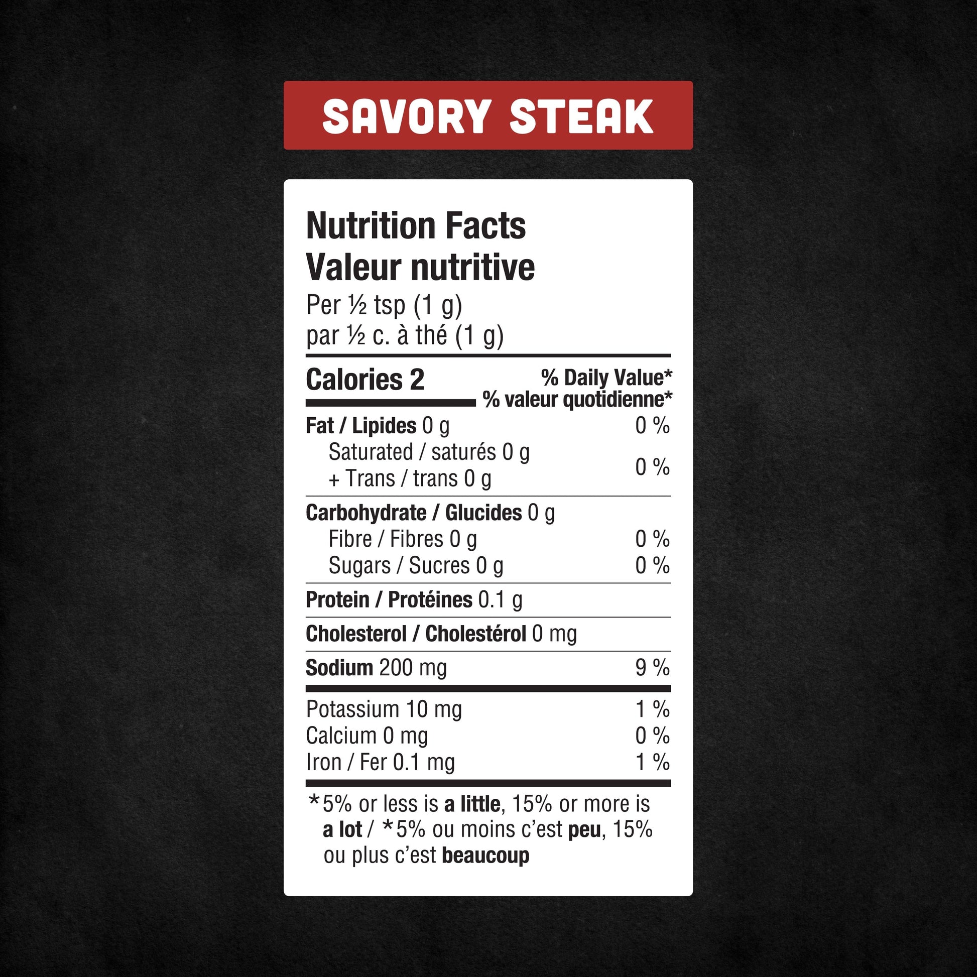 Savoury Steak nutrition fact table